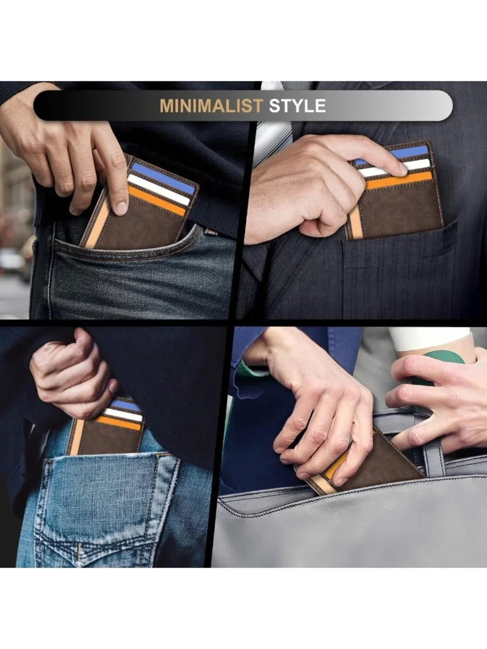 Slim Minimalist Leather Wallet | RFID Blocking | Front Pocket Design | Medium